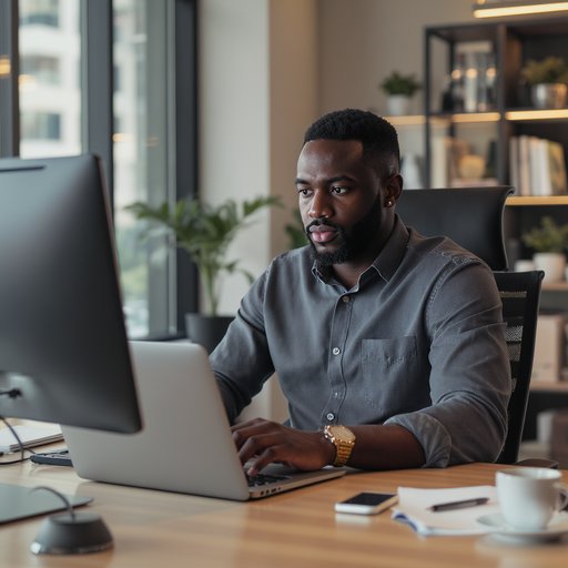 An African entrepreneur, building tech business.