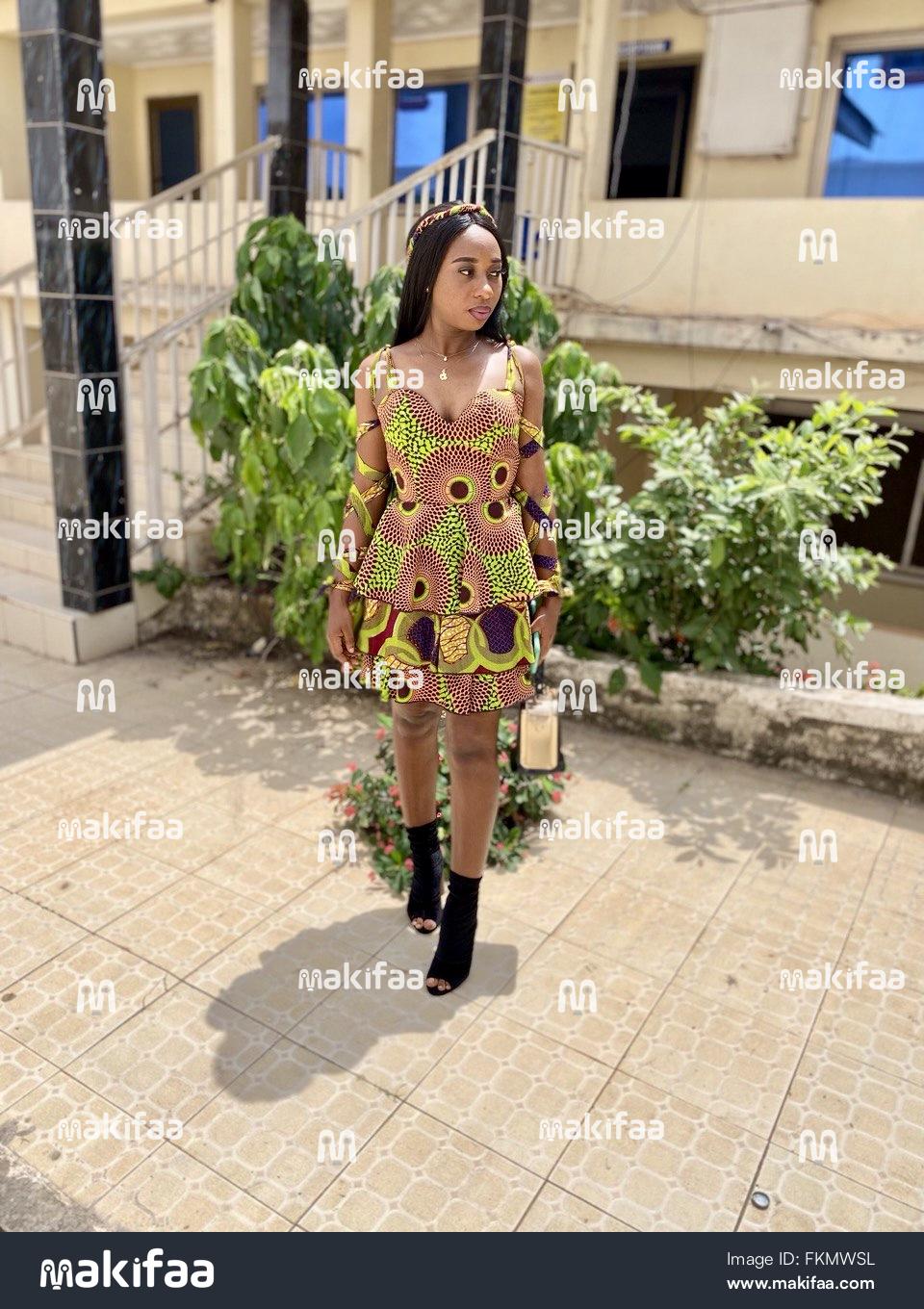 An African girl in a lovely Ankara dress.