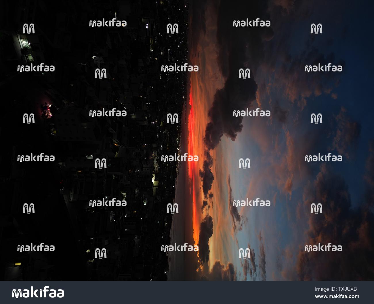 Dramatic twilight over a city in Senegal 