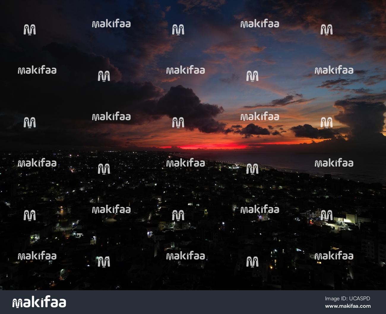 Sunset in a city in Senegal