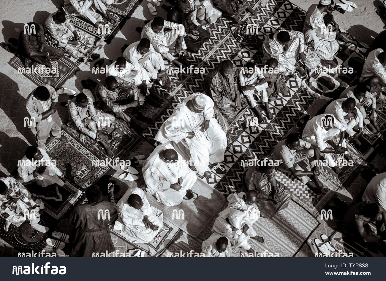 Group of people at the mosque for a Muslim holiday