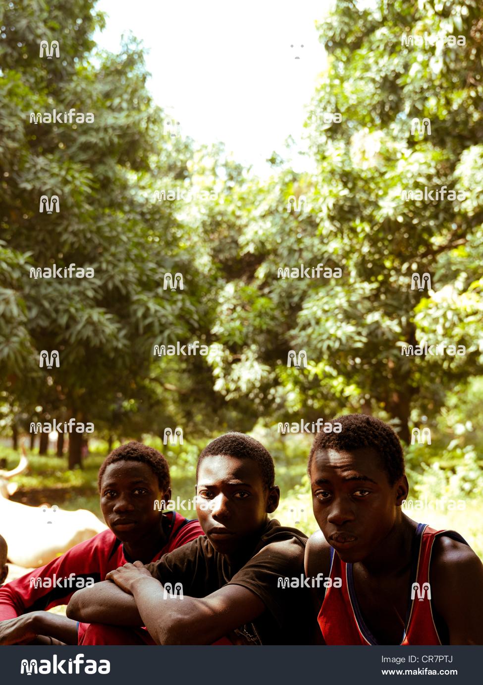 Three young boys in a natural environment