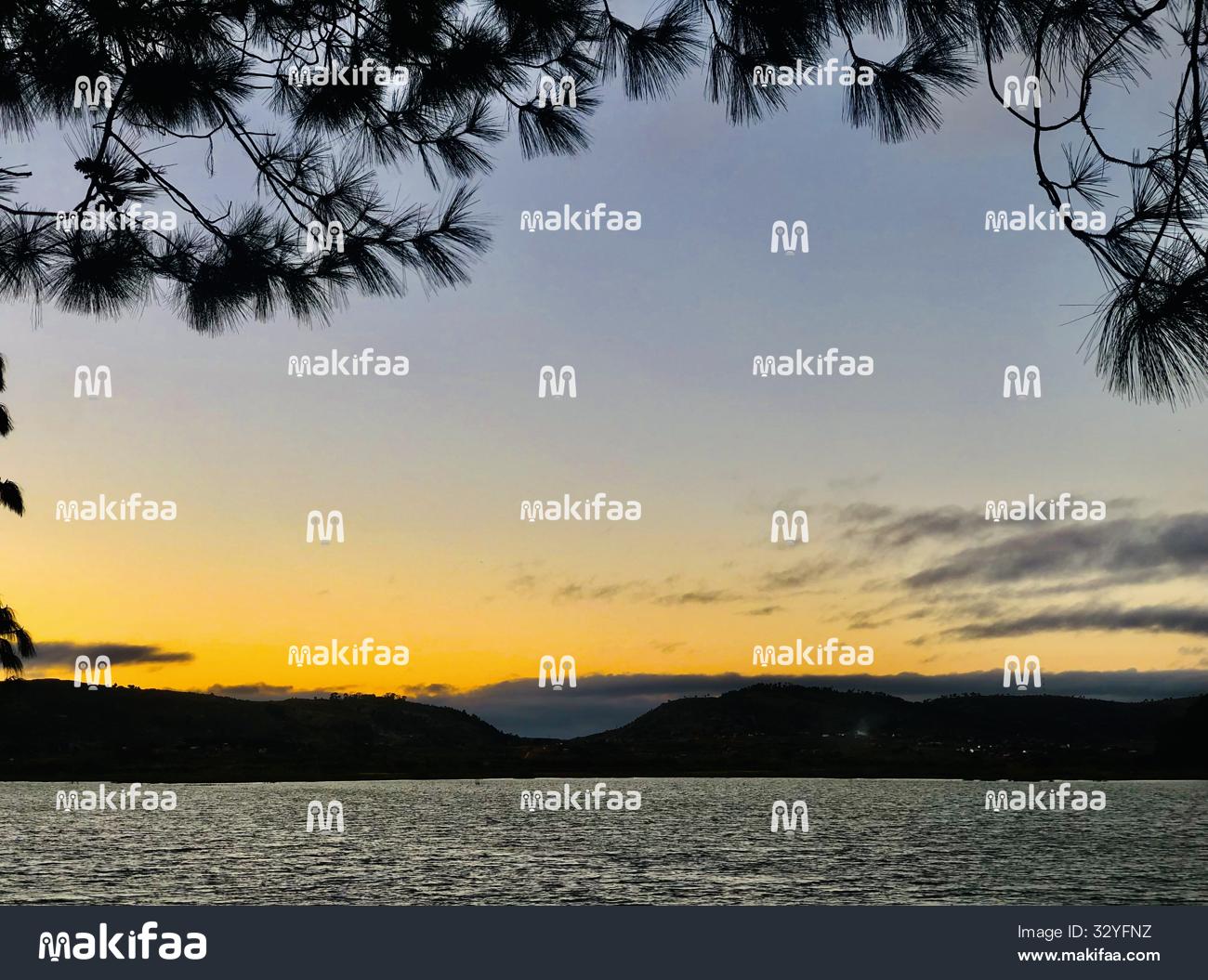 View of Lake Vontovorona majestic sunset 