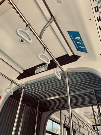Inside of a city transport bus brt senegal