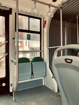 Interior of a BRT Senegal urban transport bus, 