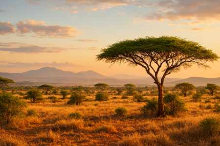 Twilight over the savannah beautiful sunset
