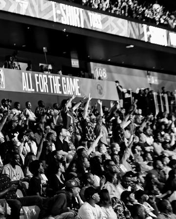 Fans cheering during BAL 2025 in Kigali