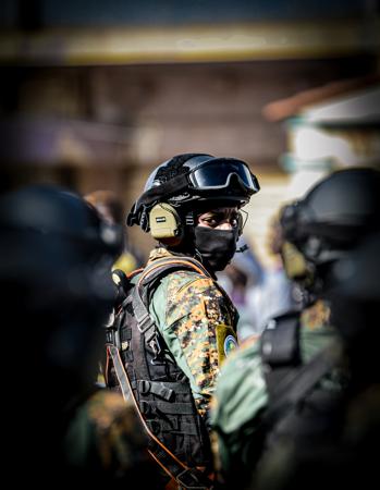 Portrait of an army man wearing his balaclava
